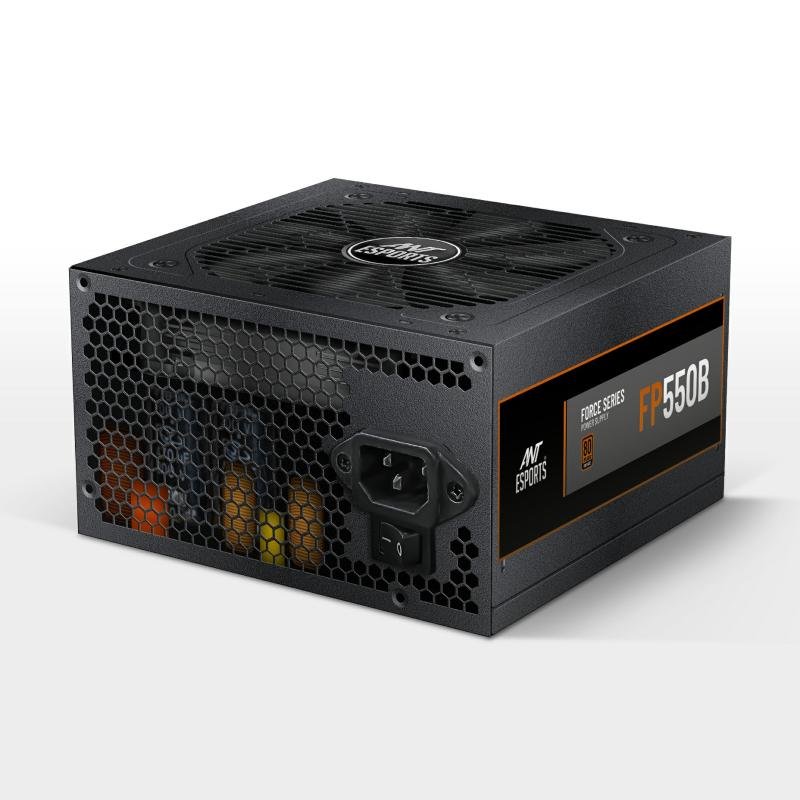 Ant Esports FP550B 550W 80 Plus Bronze Power Supply - 85% Efficiency, Stealth Black Flat Cables