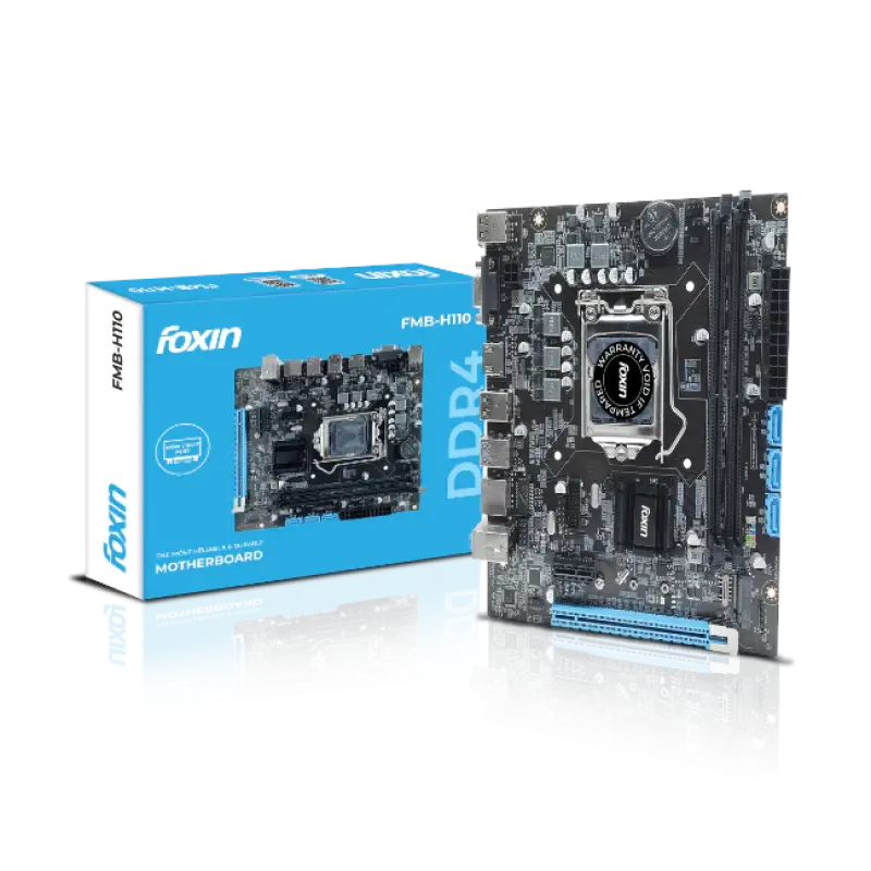 Foxin FMB-H110 PRIME Motherboard | LGA 1151 Socket | Dual DDR4 Support (Up to 32GB) | NVMe M.2 Slot | Supports Intel 6th, 7th & 8th Gen i3/i5/i7 | 2 Years Warranty
