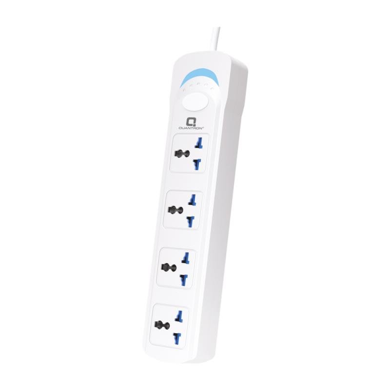 Quantron 1.50 Meter Cable Length 4 Sockets Extension Cord with on/off Switch | 8 Amp. 240 Volts | 2500W (Max.) | QEC-1400