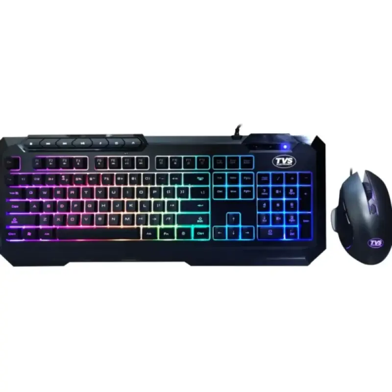 TVS Champ Blitz Gaming Wired Keyboard & Mouse Combo – Rainbow RGB Backlight, 19 Anti-Ghosting Keys, 7200 DPI Mouse